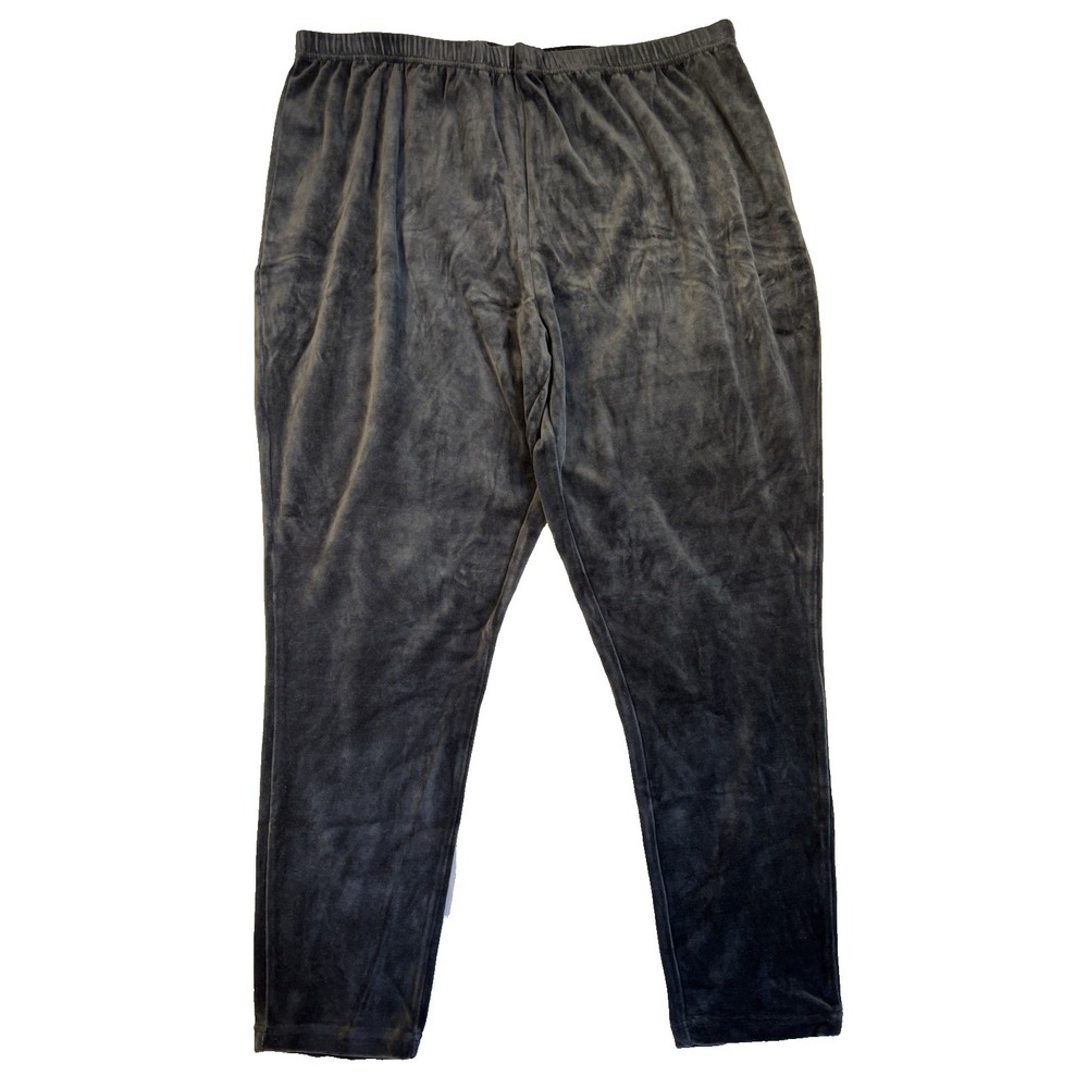 Roaman's Women's 2X Charcoal Gray Velour Ankle Pants Comfy Everyday Essential